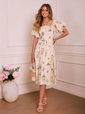 THE KATIE FLORAL OFF THE SHOULDER PUFF SLEEVE DRESS 💐👗